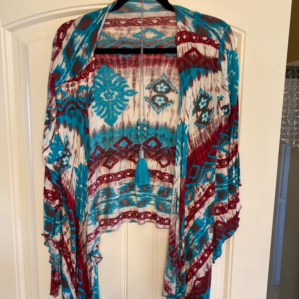 Aztec design, turquoise cream, burgundy